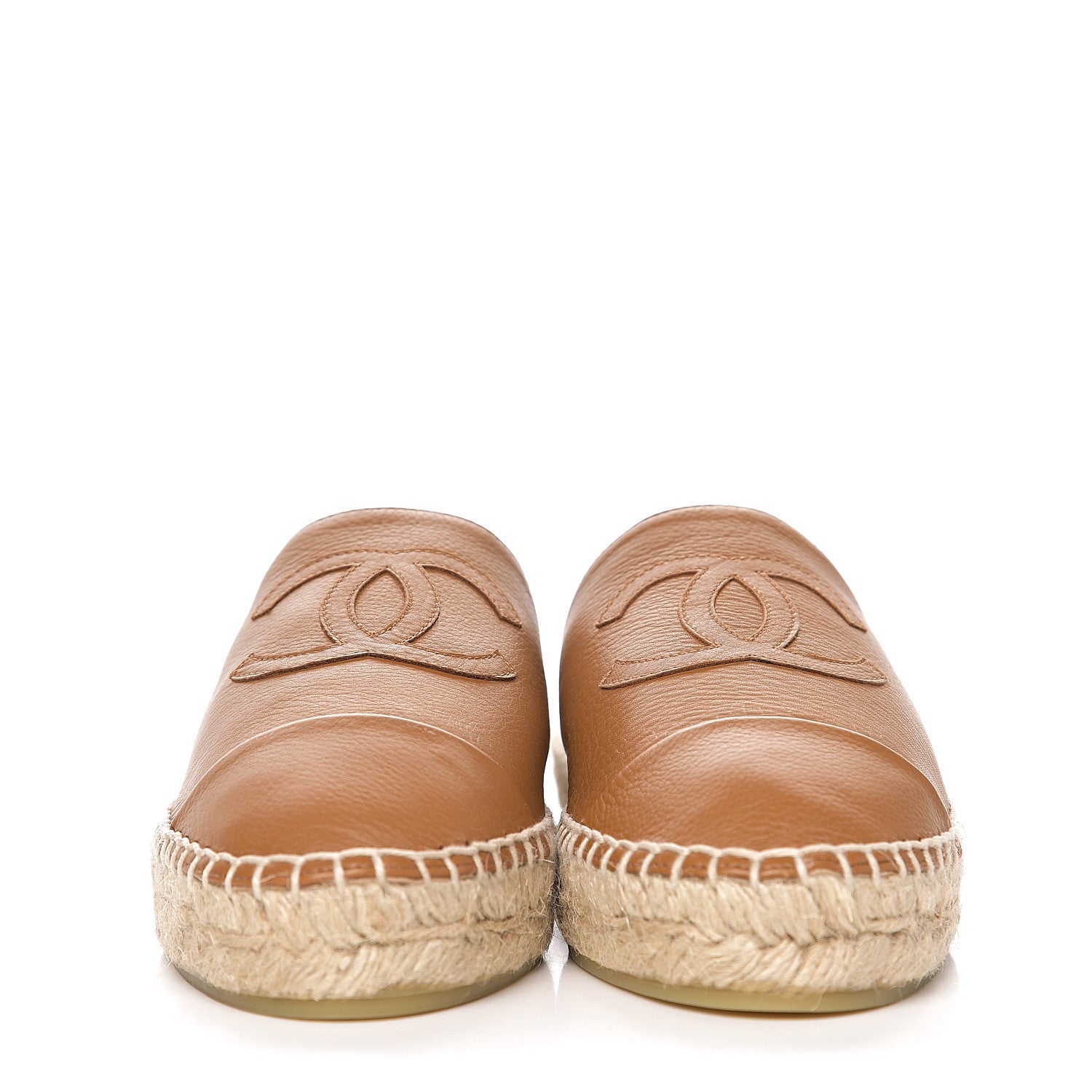 Chanel Calfskin CC Espadrille Mules 37 Light Brown 2 of 11