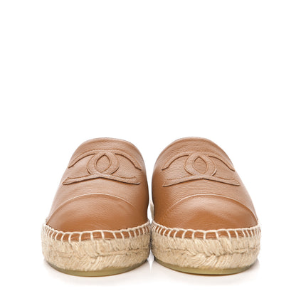 Chanel Calfskin CC Espadrille Mules 37 Light Brown 2 of 11