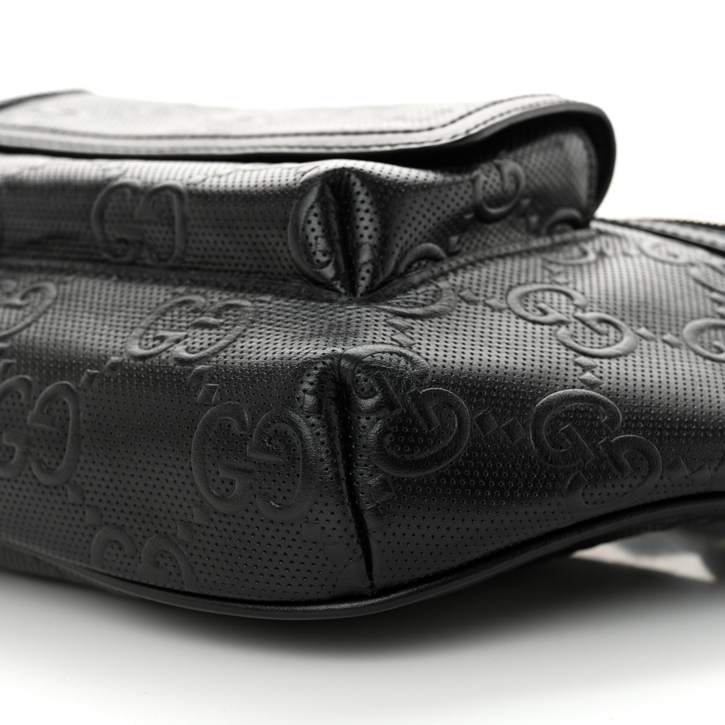 Calfskin GG Tennis Embossed Pocket Belt Bag Black
