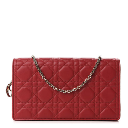Christian Dior Lambskin Cannage Lady Dior Clutch Red 1 of 11