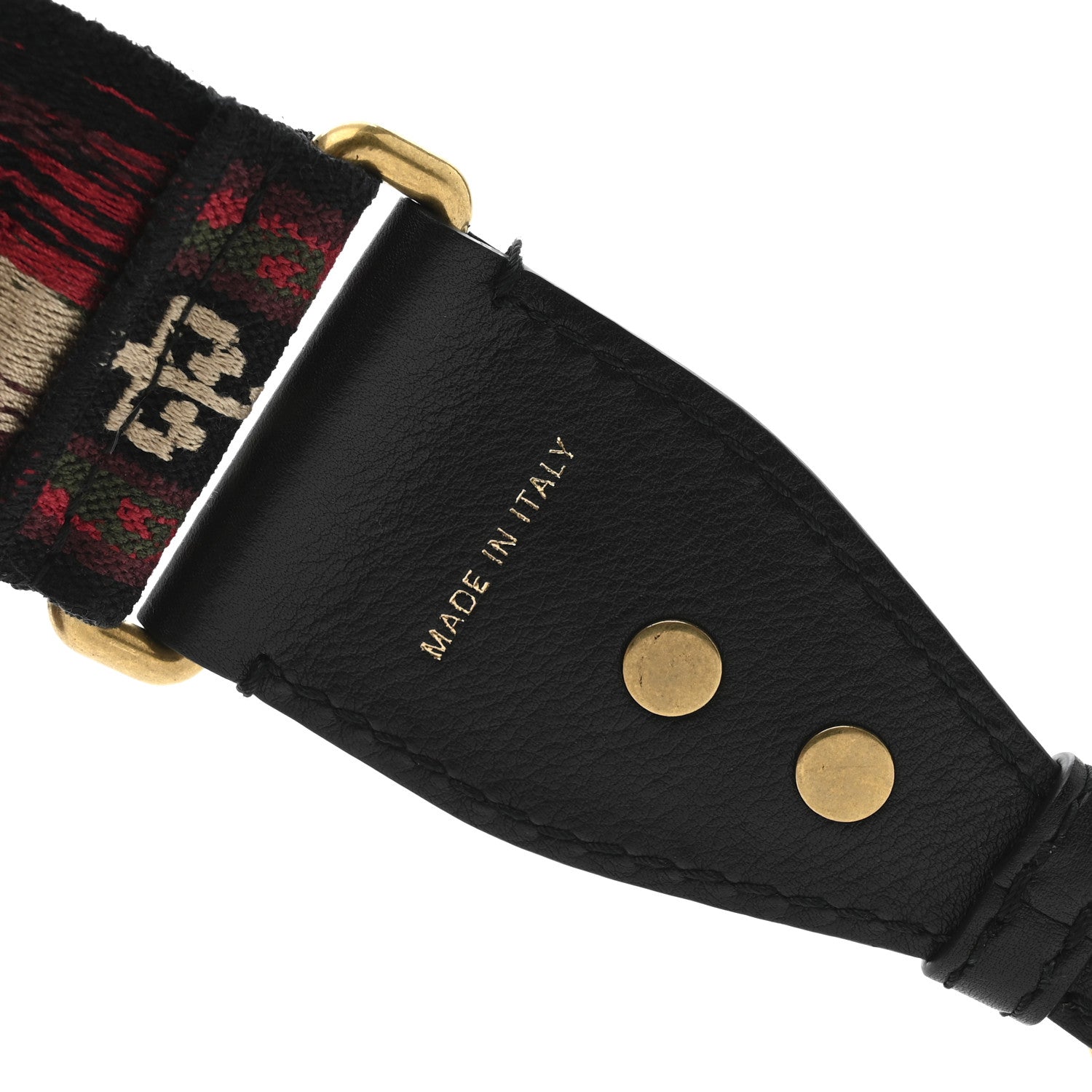 Christian Dior Canvas Embroidered Studded Bohemian Shoulder Strap Red 3 of 4