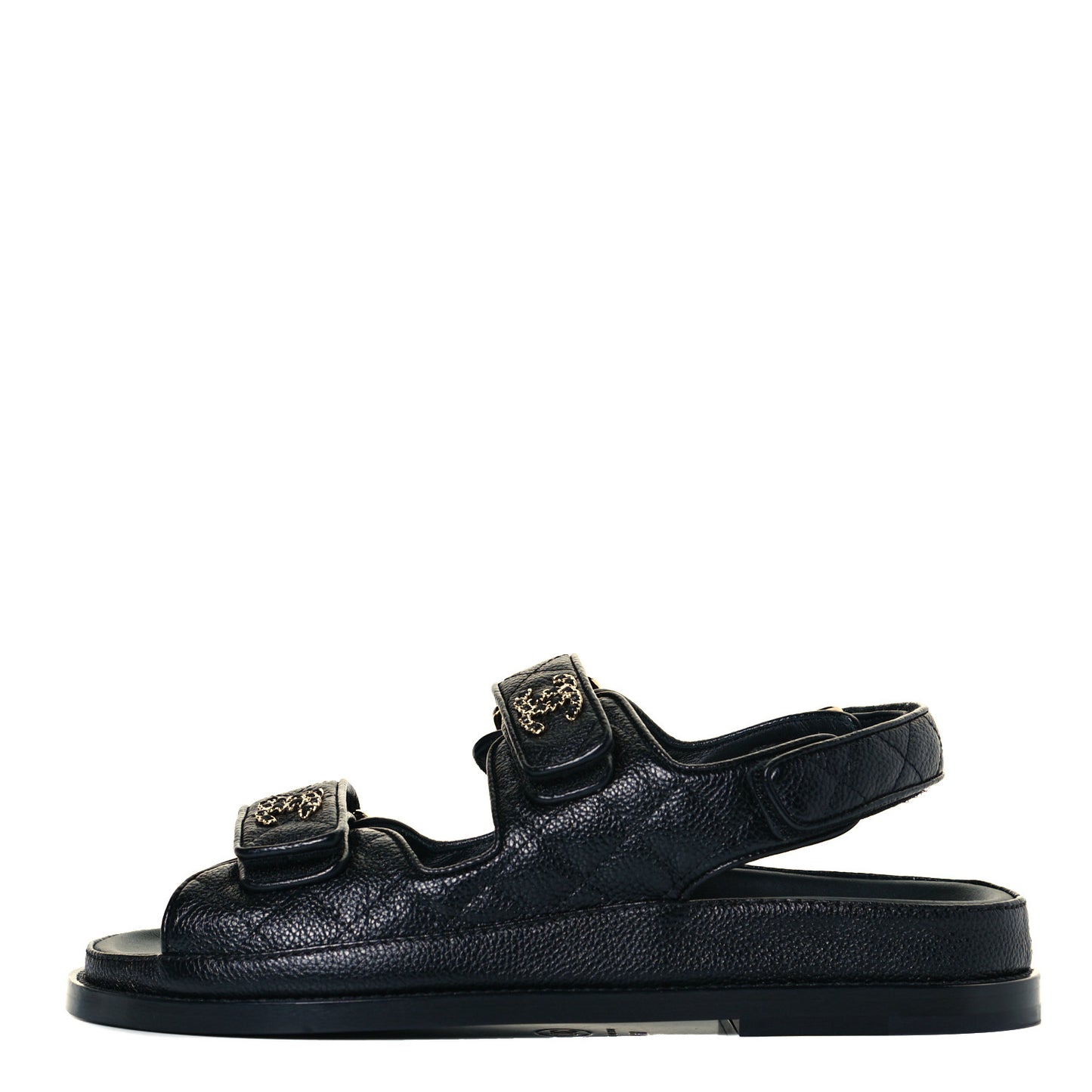 Grained Calfskin Velcro Dad Sandals 36.5 Black