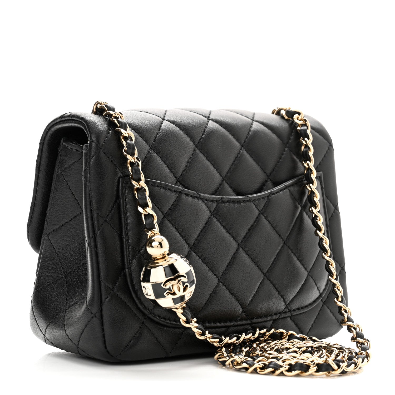Chanel Lambskin Quilted Enamel Mini Pearl Crush Flap Black 3 of 11