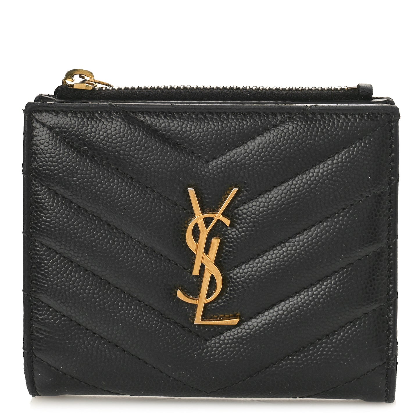 Grain De Poudre Matelasse Chevron Monogram Zipped Card Case Black