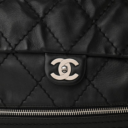Chanel Calfskin Stitched Large Expandable Flap Bag Black 8 of 10