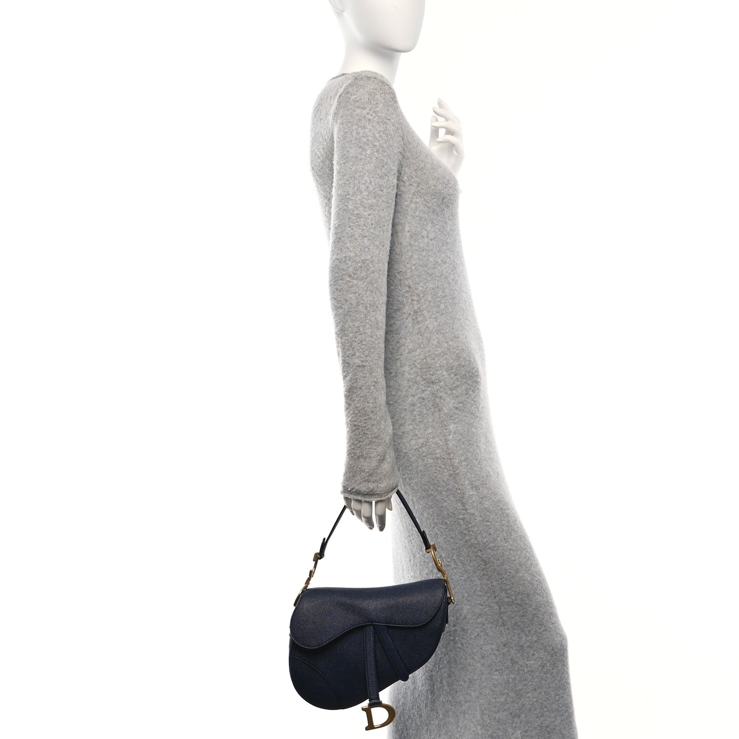 Grained Calfskin Saddle Bag Navy