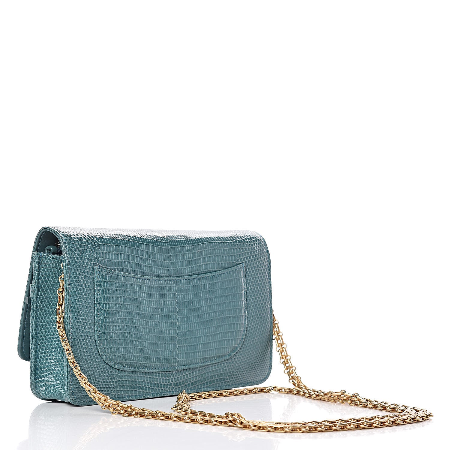 Chanel Lizard Reissue Wallet on Chain WOC Green 3 of 11