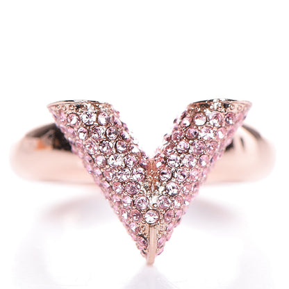 Louis Vuitton Crystal Essential V Strass Ring S 5.25 Pink Gold 1 of 7