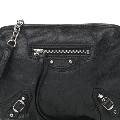 Balenciaga Agneau Classic Silver Hardware Pouch With A Chain Crossbody Black 8 of 11
