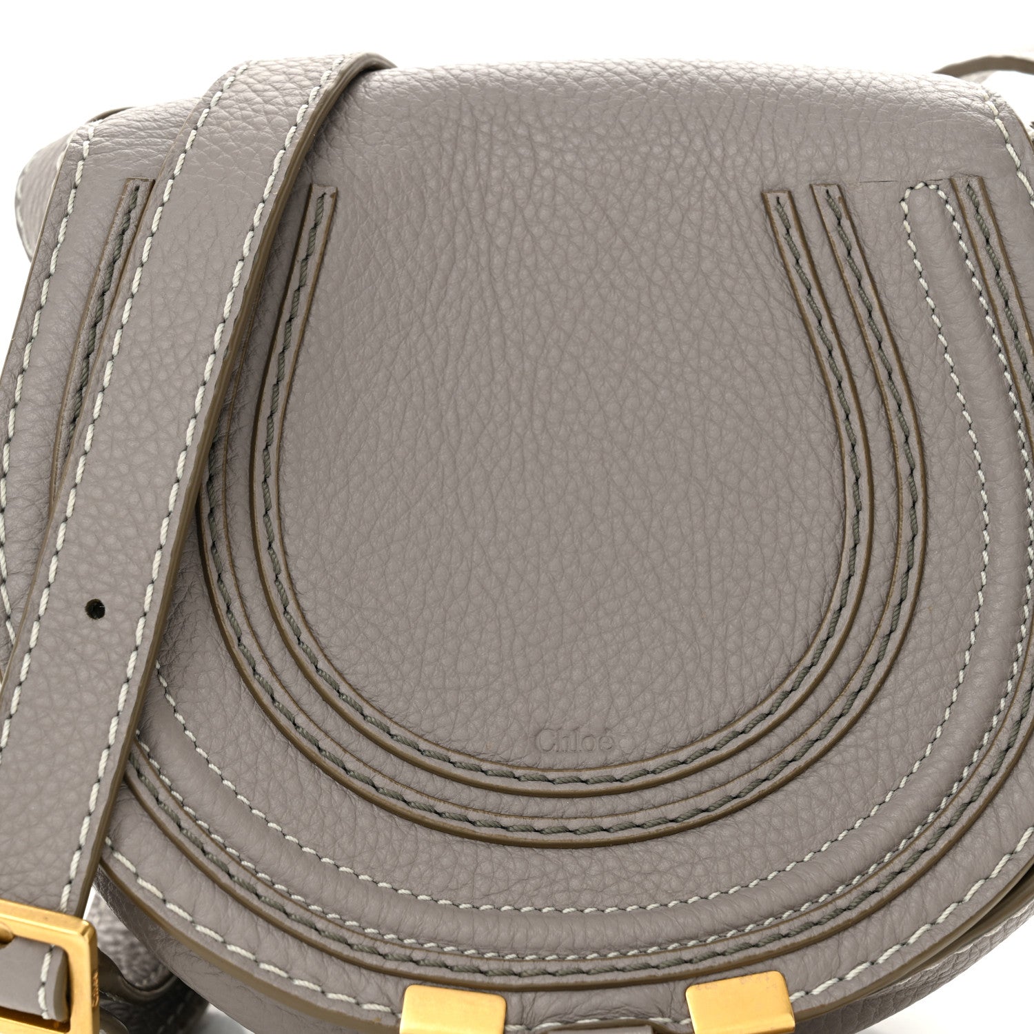 Chloe Calfskin Mini Marcie Round Crossbody Bag Cashmere Grey 7 of 9