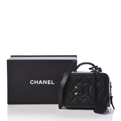 Chanel Caviar Quilted Small CC Filigree Vanity Case Black 11 of 11