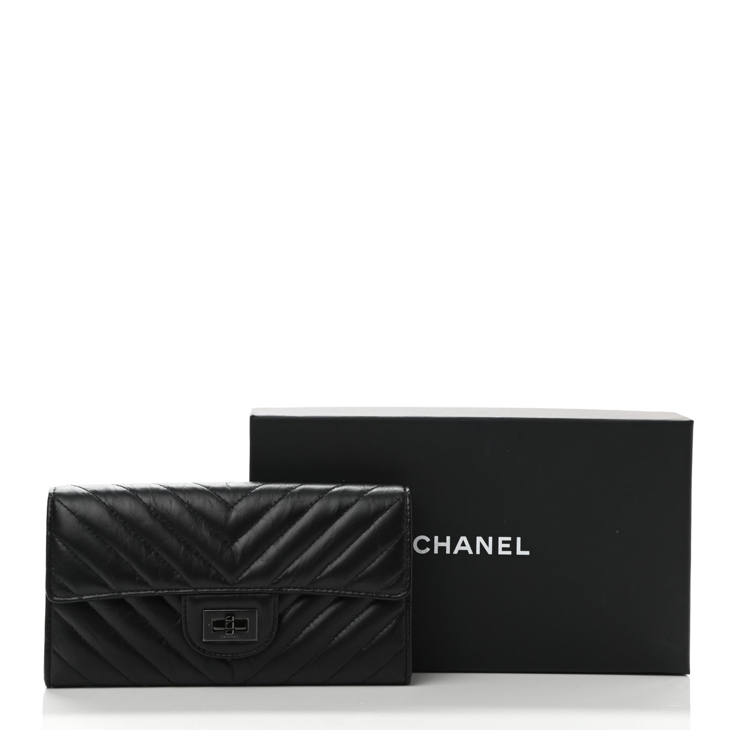 Aged Calfskin Quilted Large Reissue Gusset Flap Wallet So Black