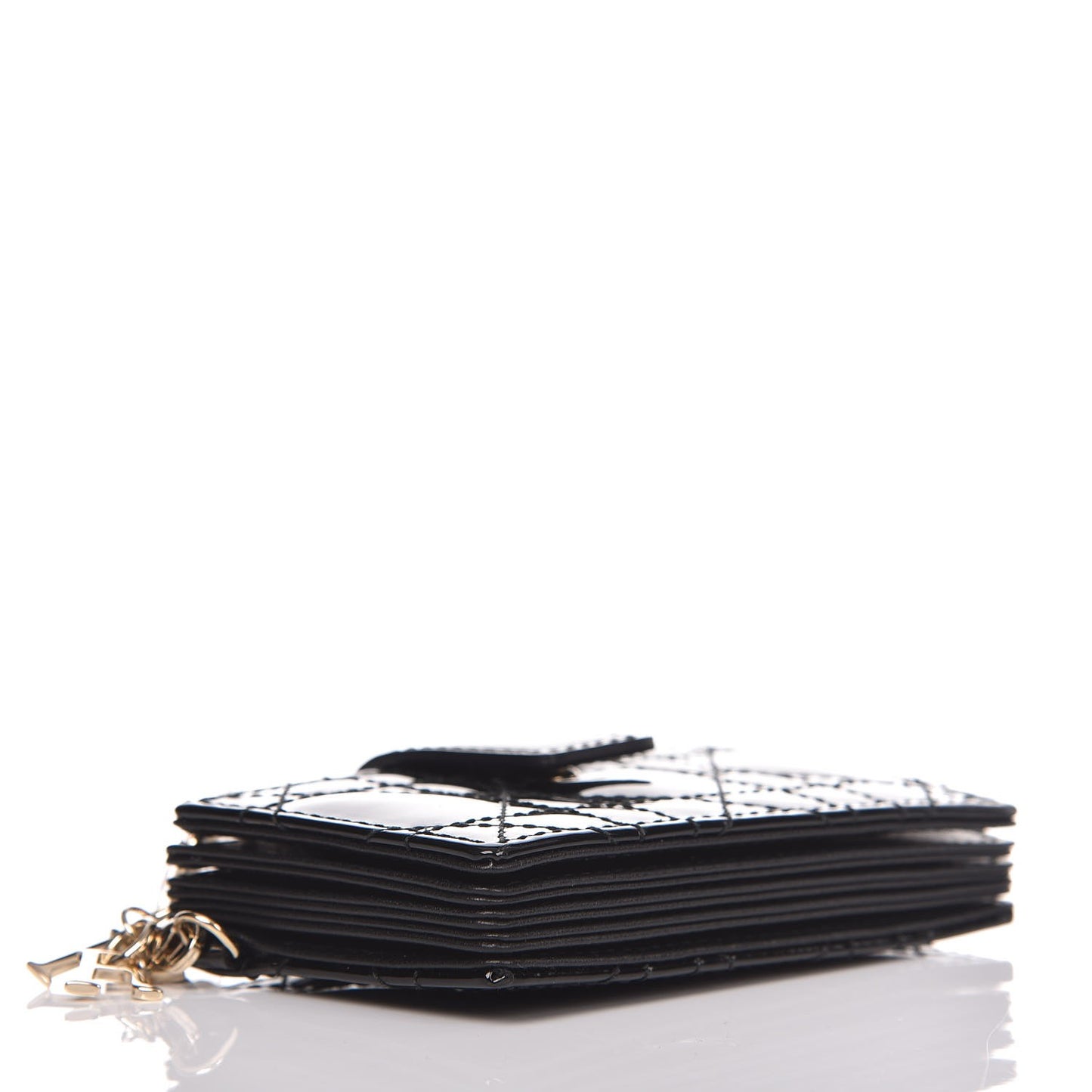 Patent Cannage Lady Dior 5-Gusset Card Holder Black