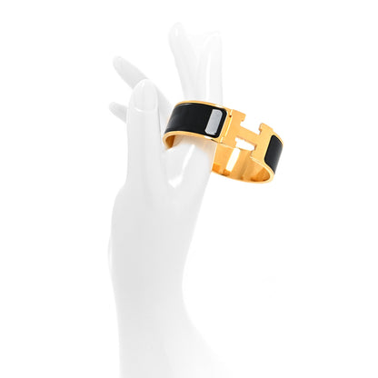 Hermes Enamel Wide Clic Clac H Bracelet GM Black 2 of 6