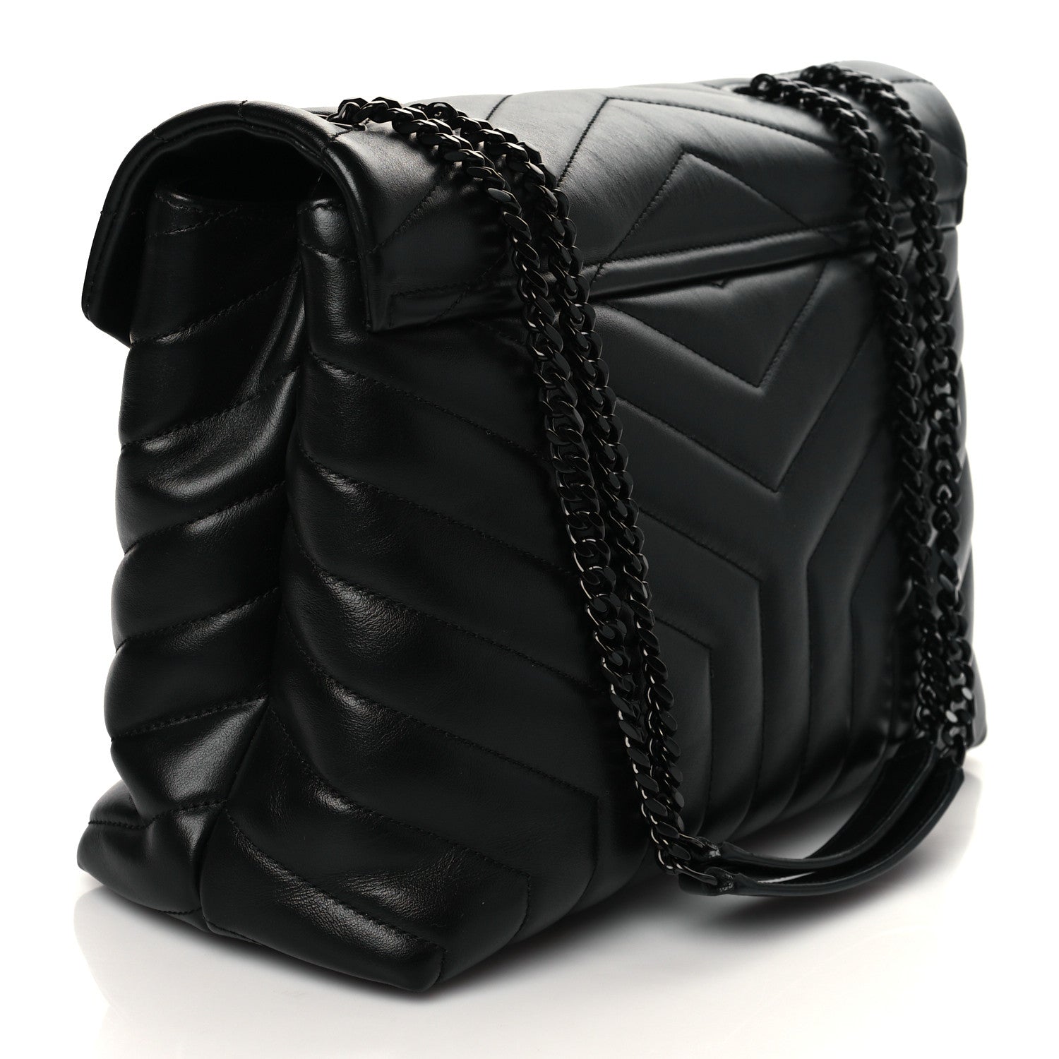 Saint Laurent Calfskin Y Quilted Monogram Medium Loulou Chain Satchel Black 3 of 9