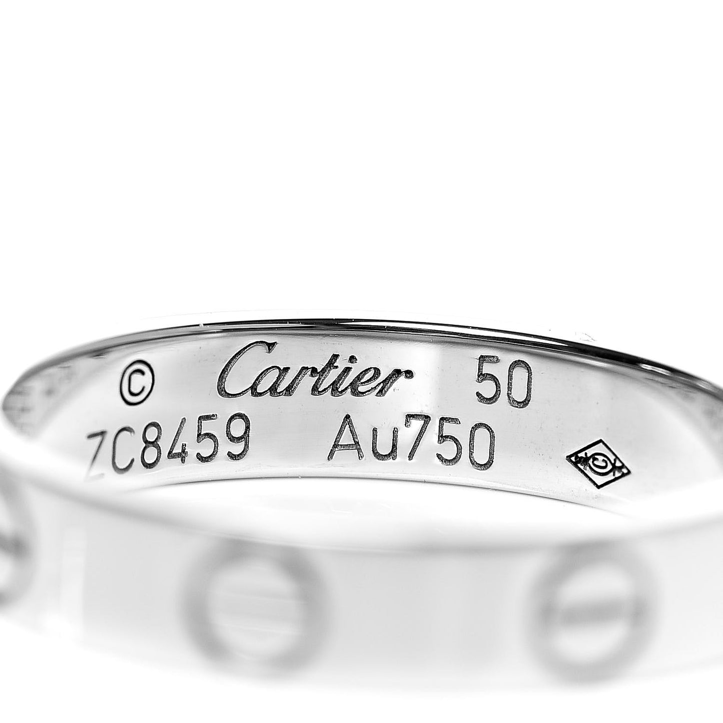 18K White Gold 3.5mm LOVE Wedding Band Ring 50 5.25
