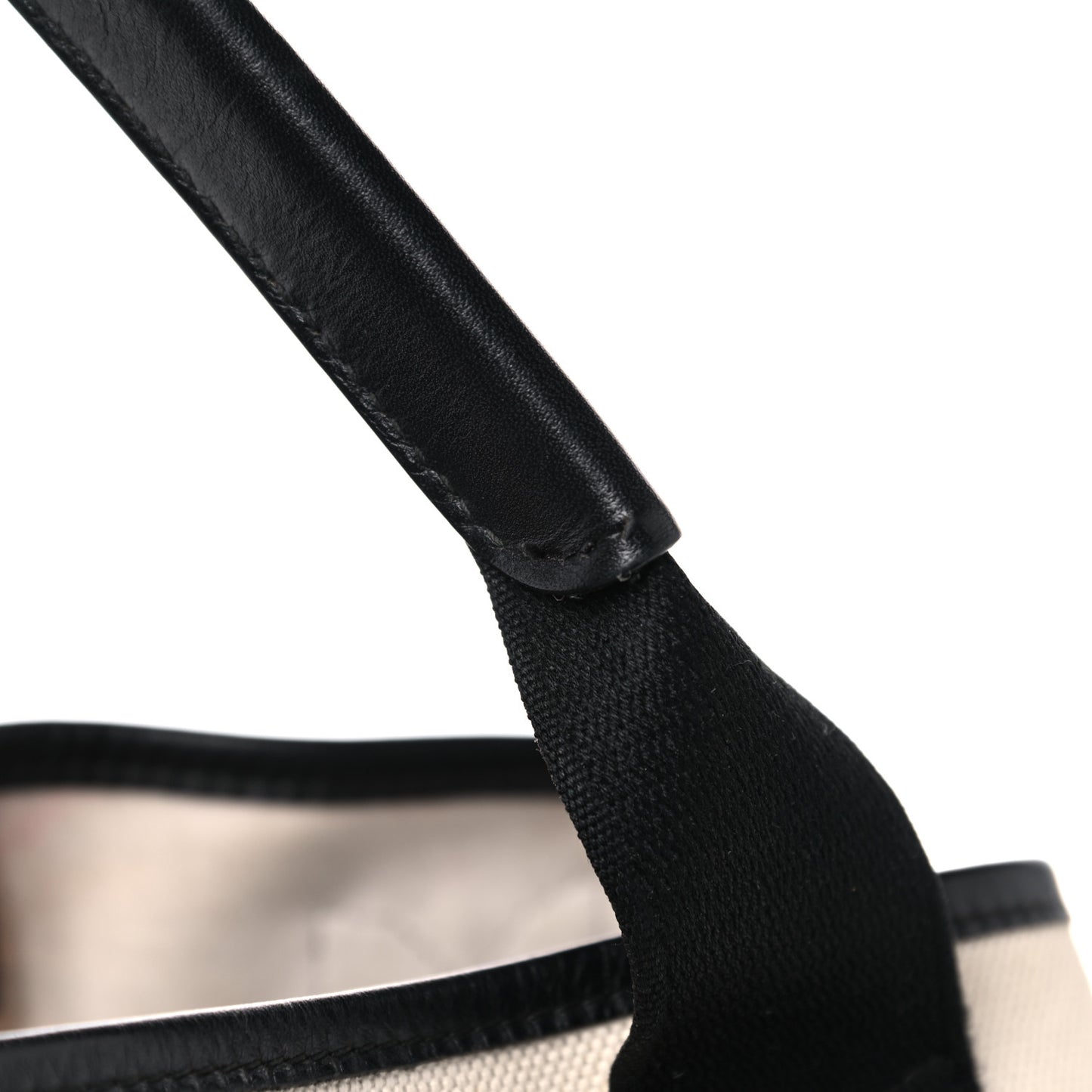 Cotton Canvas Satin Calfskin S Navy Cabas Natural Black