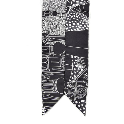 Hermes Silk Animapolis Twilly Black White 2 of 4