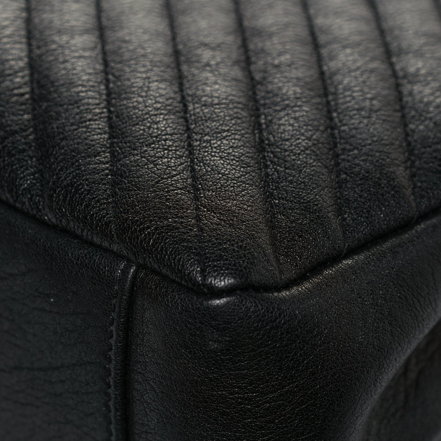 Sheepskin Matelasse Chevron Monogram Large College Satchel Black