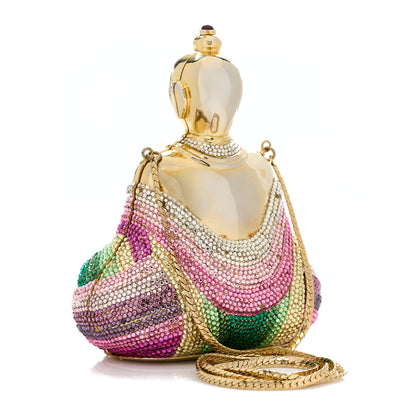 Judith Leiber Swarovski Crystal Buddha Minaudiere Clutch Gold 4 of 16