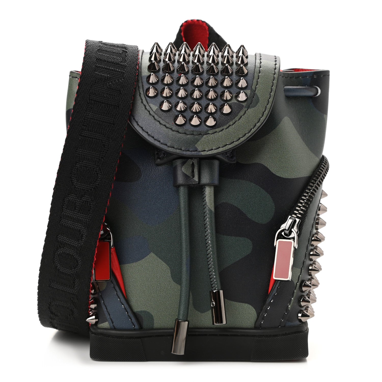 Christian Louboutin Calfskin Spiked Camouflage Mini Explorafunk Keyring Bag Multicolor 1 of 9