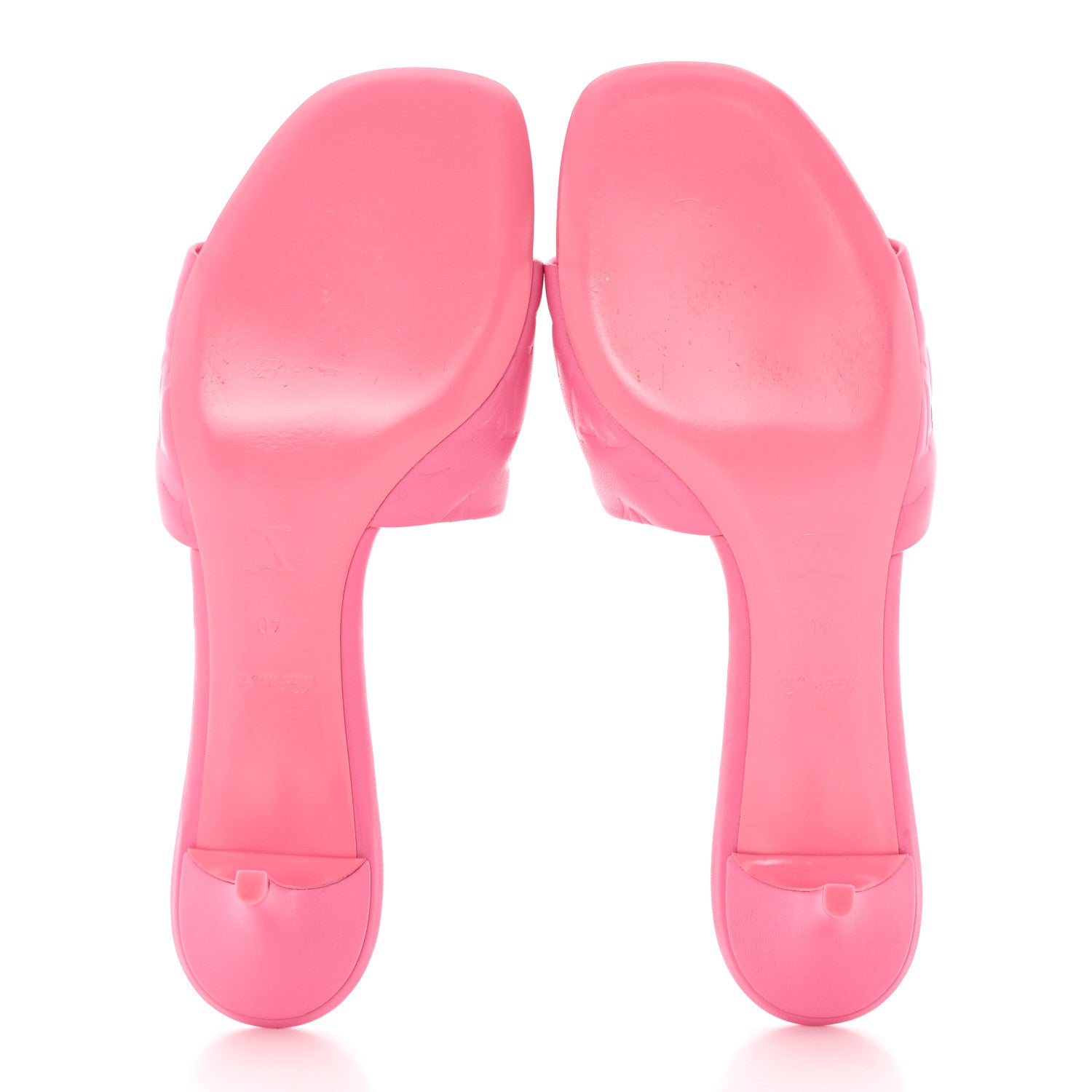 Louis Vuitton Lambskin Embossed Monogram Revival Mid Heel Mules 40 Rose Pop 5 of 12