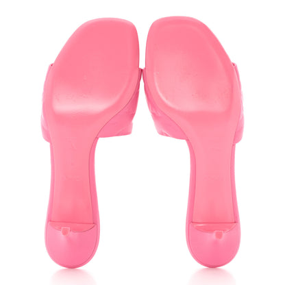 Louis Vuitton Lambskin Embossed Monogram Revival Mid Heel Mules 40 Rose Pop 5 of 12
