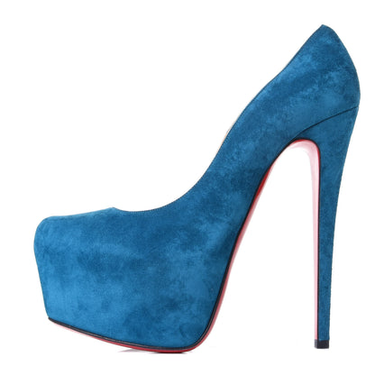 Christian Louboutin Suede Daffodile 160 Pumps 38 Peacock 1 of 10