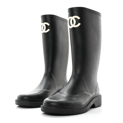 Chanel Caoutchouk CC High Boots 40 Black 3 of 8