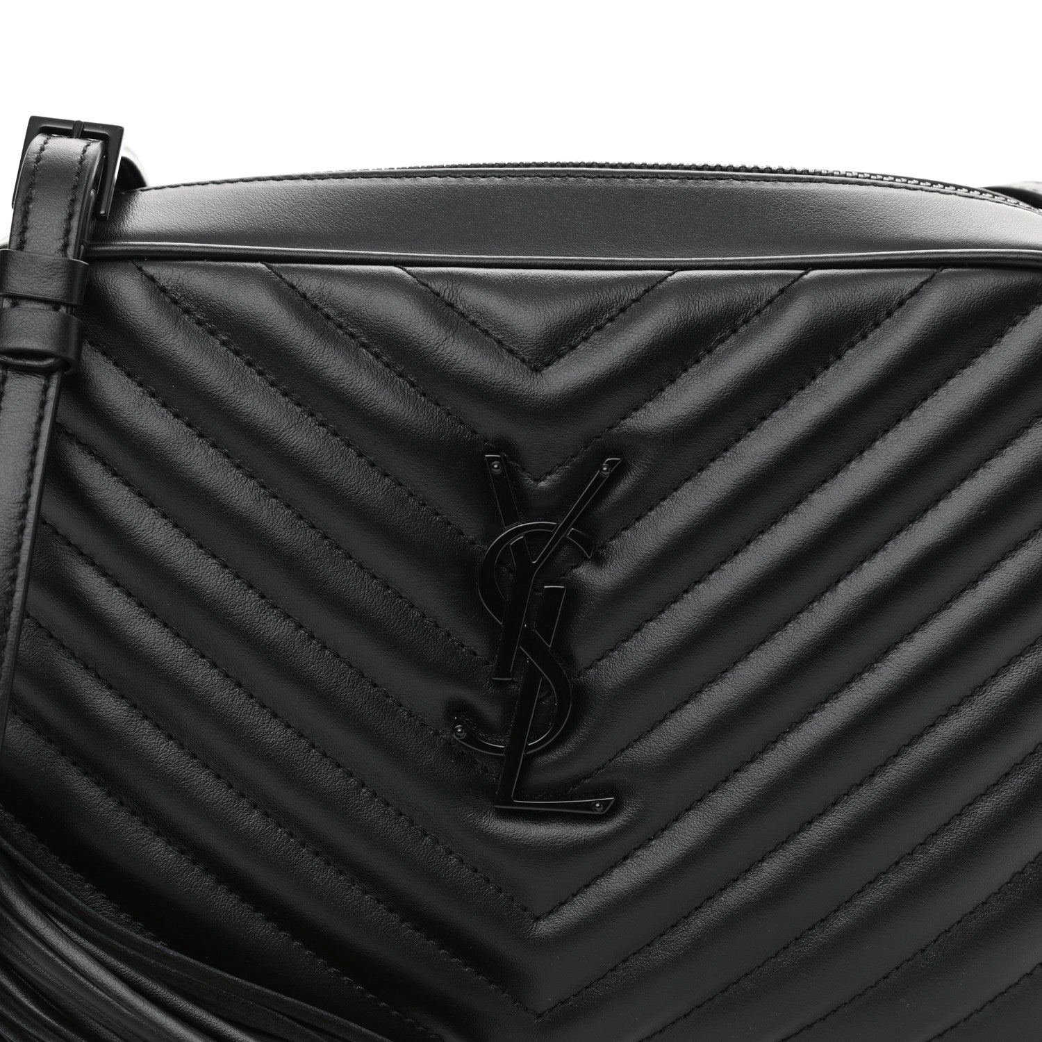 Saint Laurent Calfskin Matelasse Monogram Monochrome Lou Camera Bag Black 8 of 10