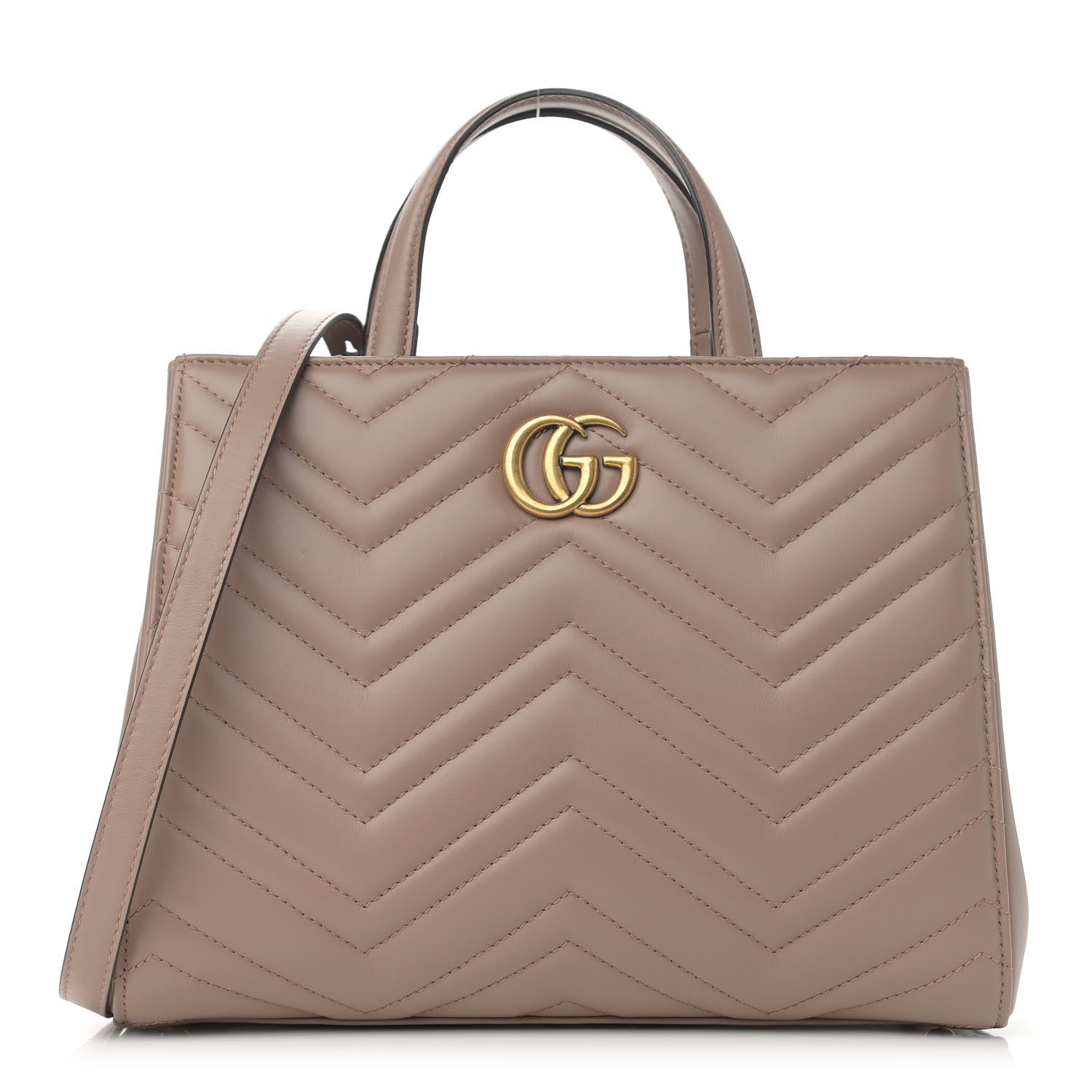 product image of GUCCI Calfskin Matelasse Small GG Marmont Tote Porcelain Rose FASHIONPHILE