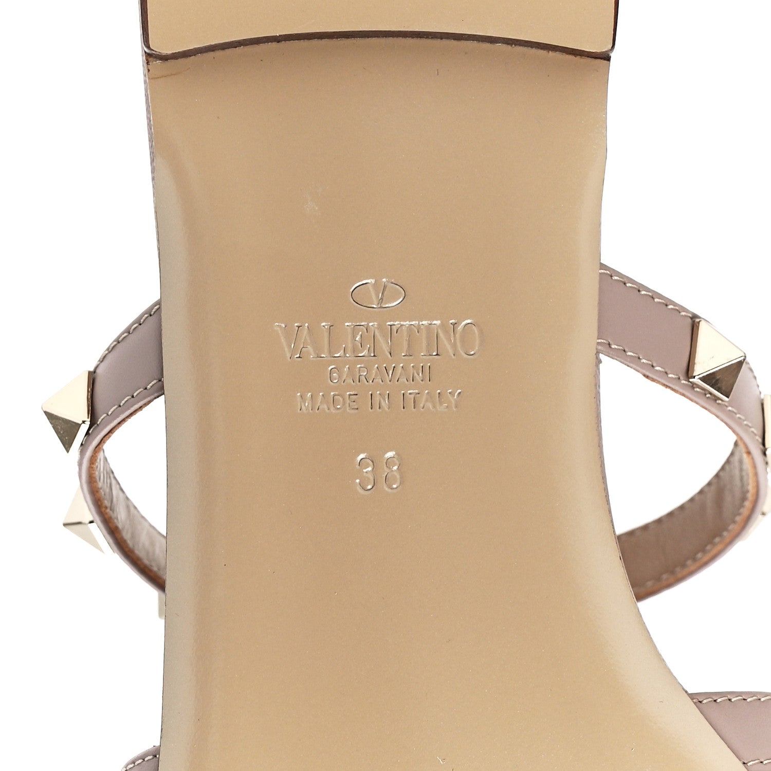 Valentino Garavani Nappa Rockstud Caged Flat Slide Sandals 38 Poudre 6 of 8