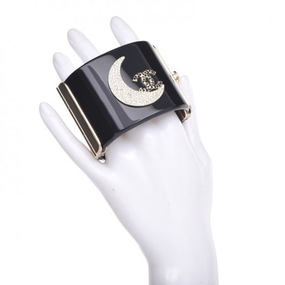Chanel Resin Crystal Moon CC Wide Cuff Black 2 of 6