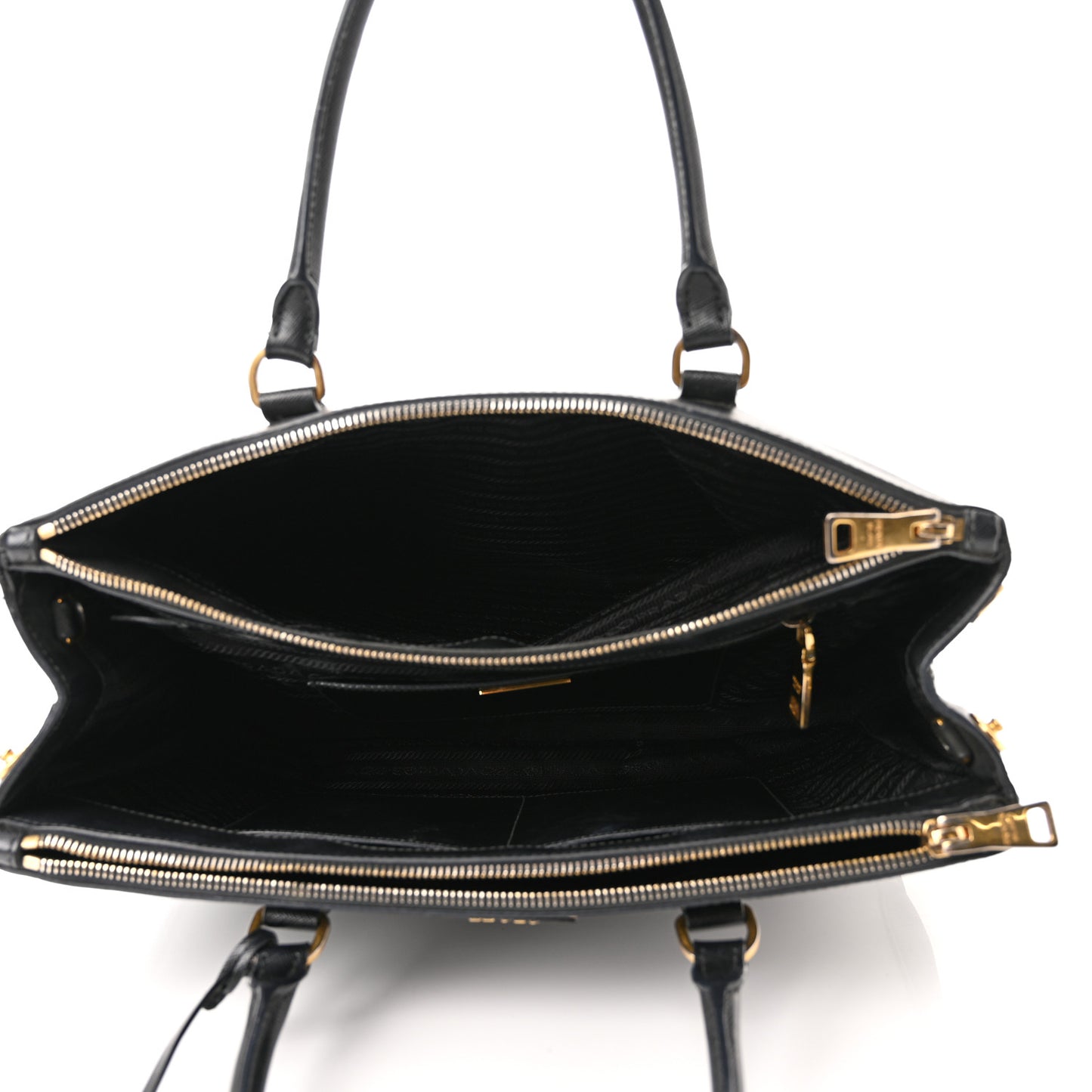 Saffiano Medium Galleria Double Zip Tote Black