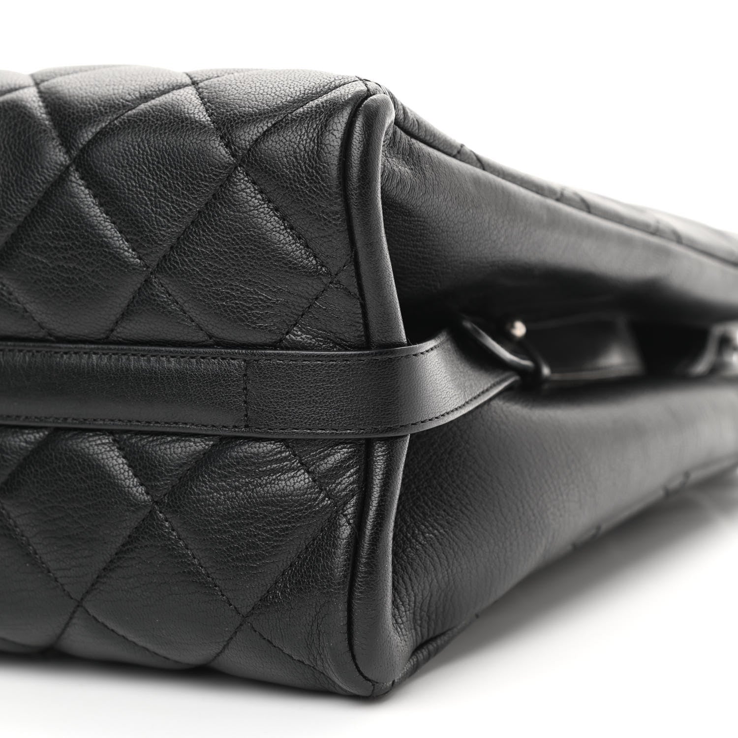 Chanel Metallic Goatskin Quilted Small City Rock Shopping Tote Black 10 of 11