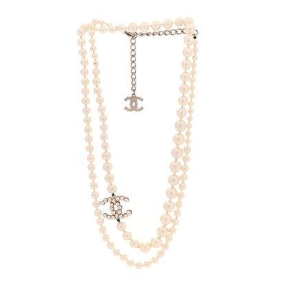 Chanel Graduated Pearl Crystal CC Necklace White 3 of 4