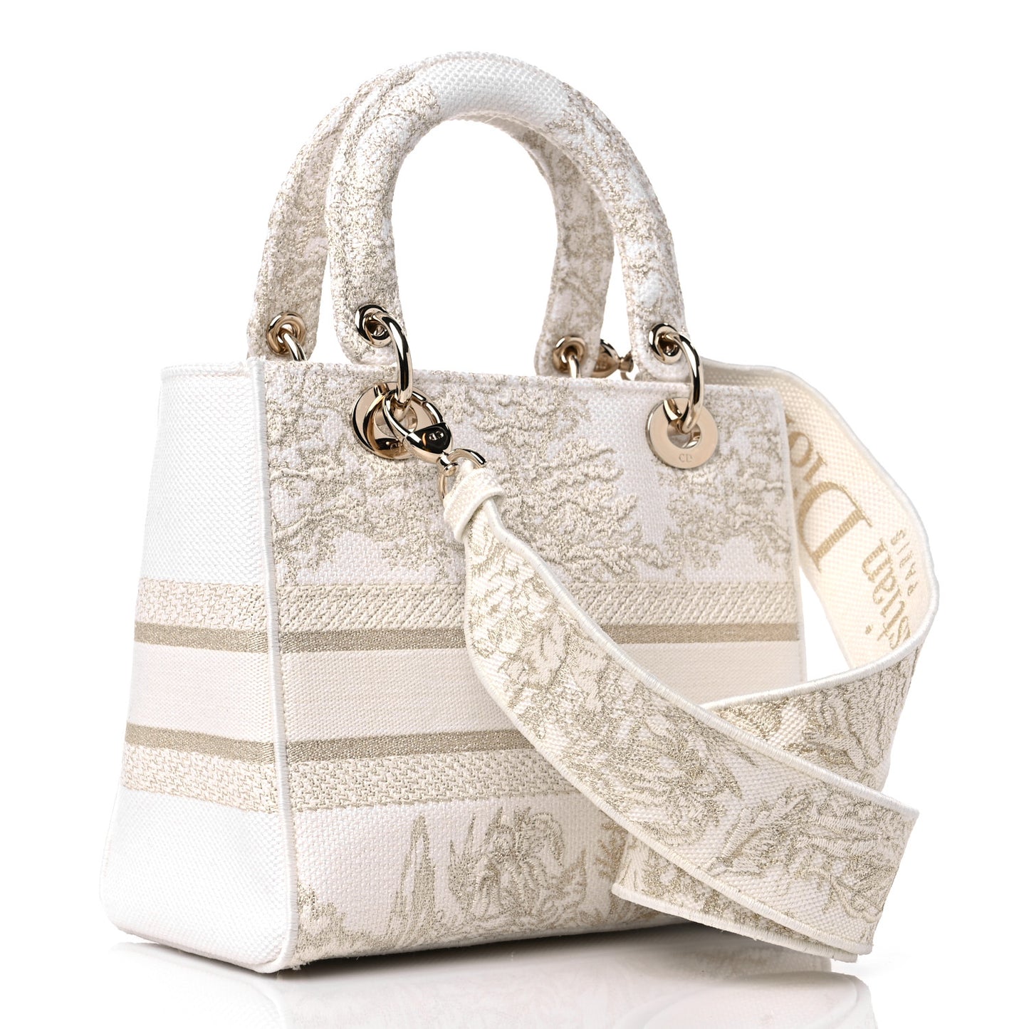 Canvas Around The World Stella Embroidered Medium Lady D-Lite White Gold