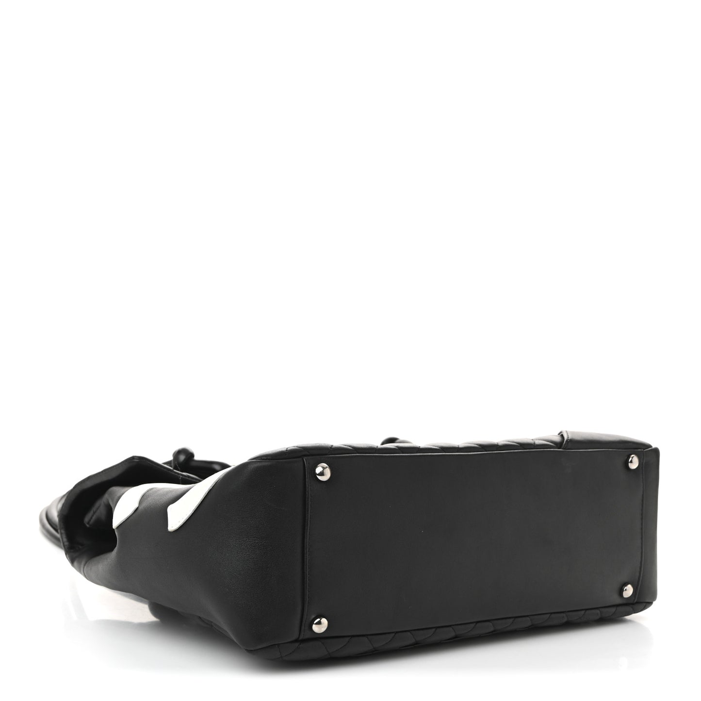 Calfskin Quilted Large Cambon Flap Black White