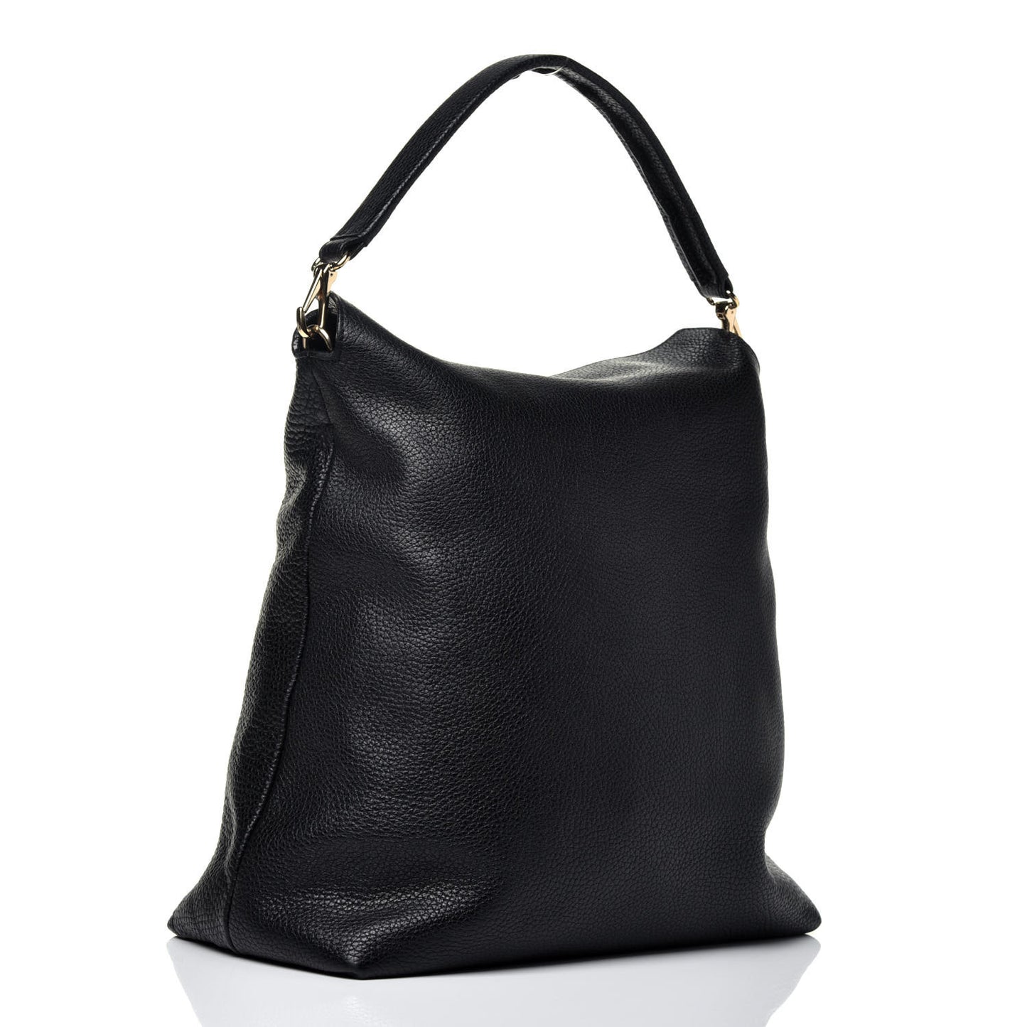 London Grainy Calfskin Medium Cale Hobo Black