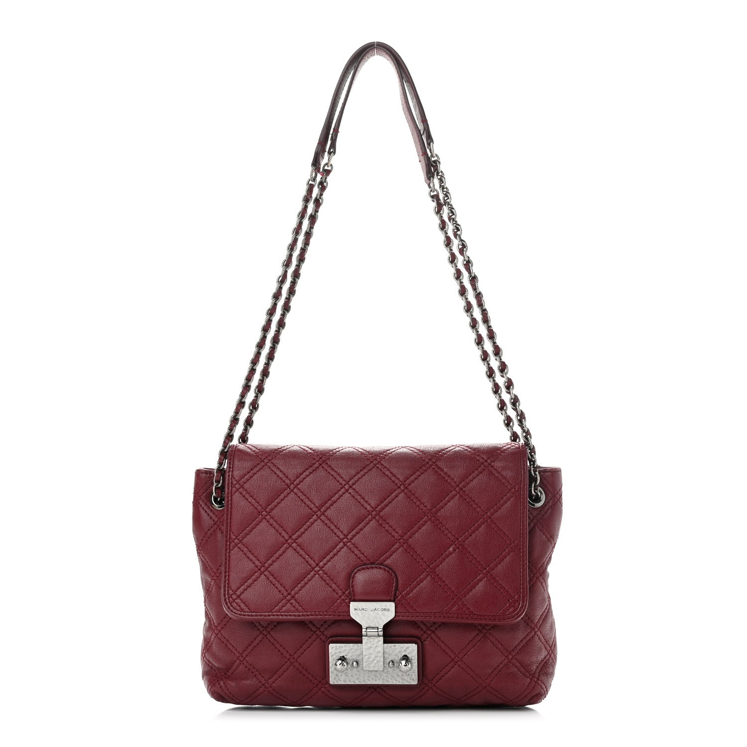 Marc Jacobs Lacquered Lambskin Quilted The Large Single Flap Bordeaux 1 of 15