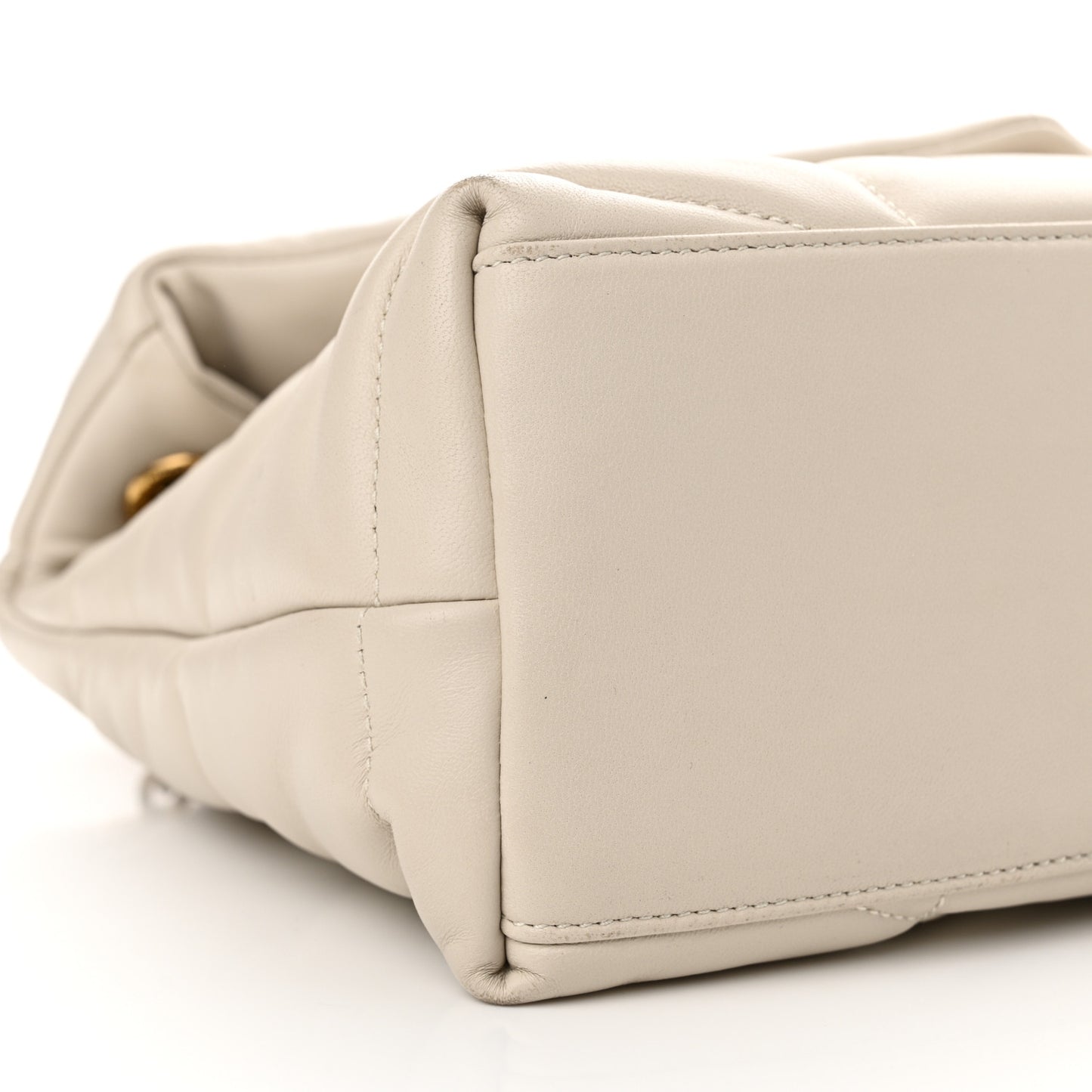 Lambskin Quilted Small Loulou Puffer Monogram Chain Satchel Crema Soft