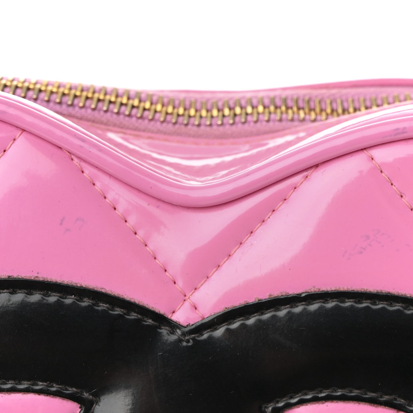 Patent Quilted CC Barbie Heart Vanity Case Pink