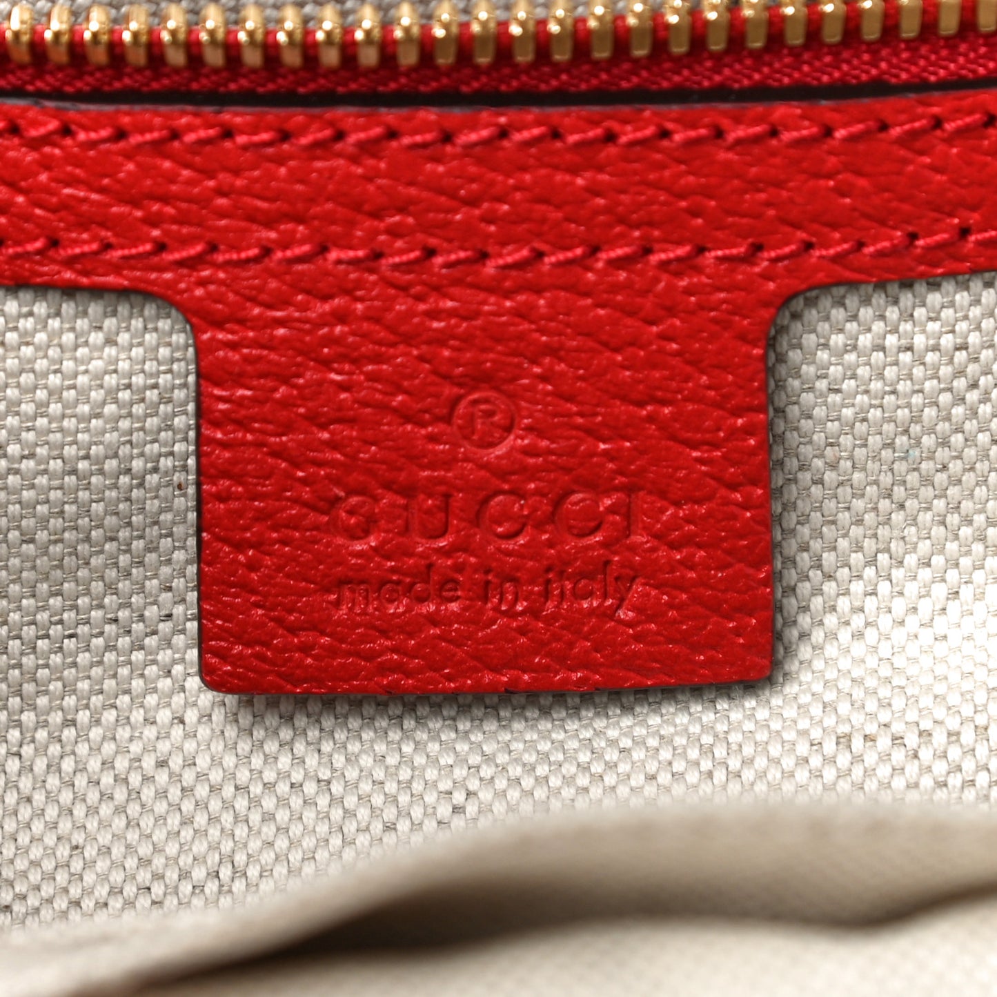 GG Supreme Monogram Apple Small Retro Interlocking G Day Backpack Beige Multicolor Lobster Red