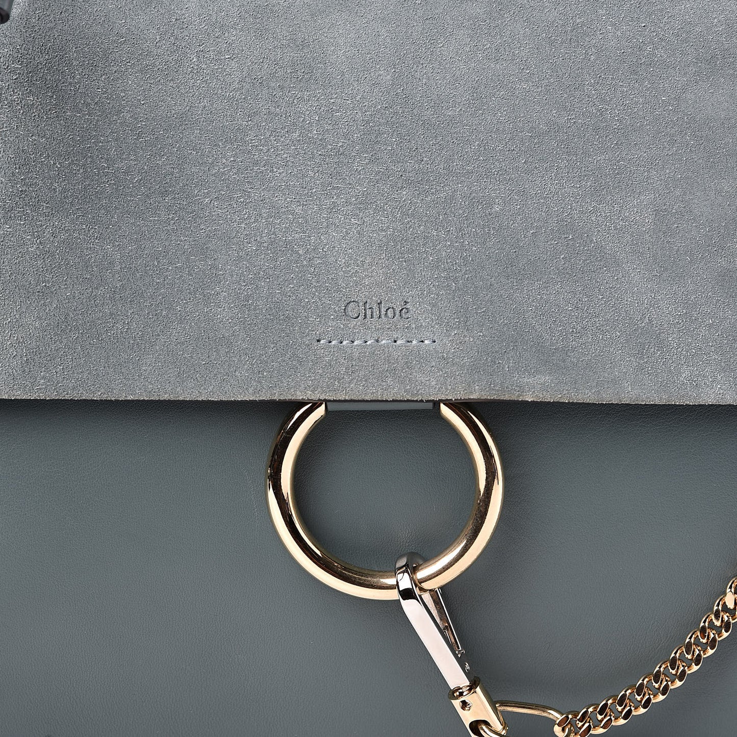 Suede Calfskin Medium Faye Shoulder Bag Cloudy Blue