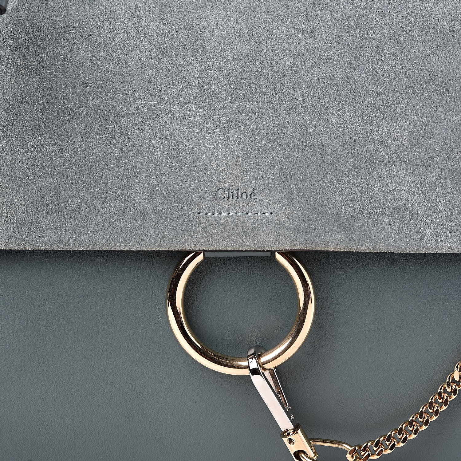 Chloe Suede Calfskin Medium Faye Shoulder Bag Cloudy Blue 11 of 11