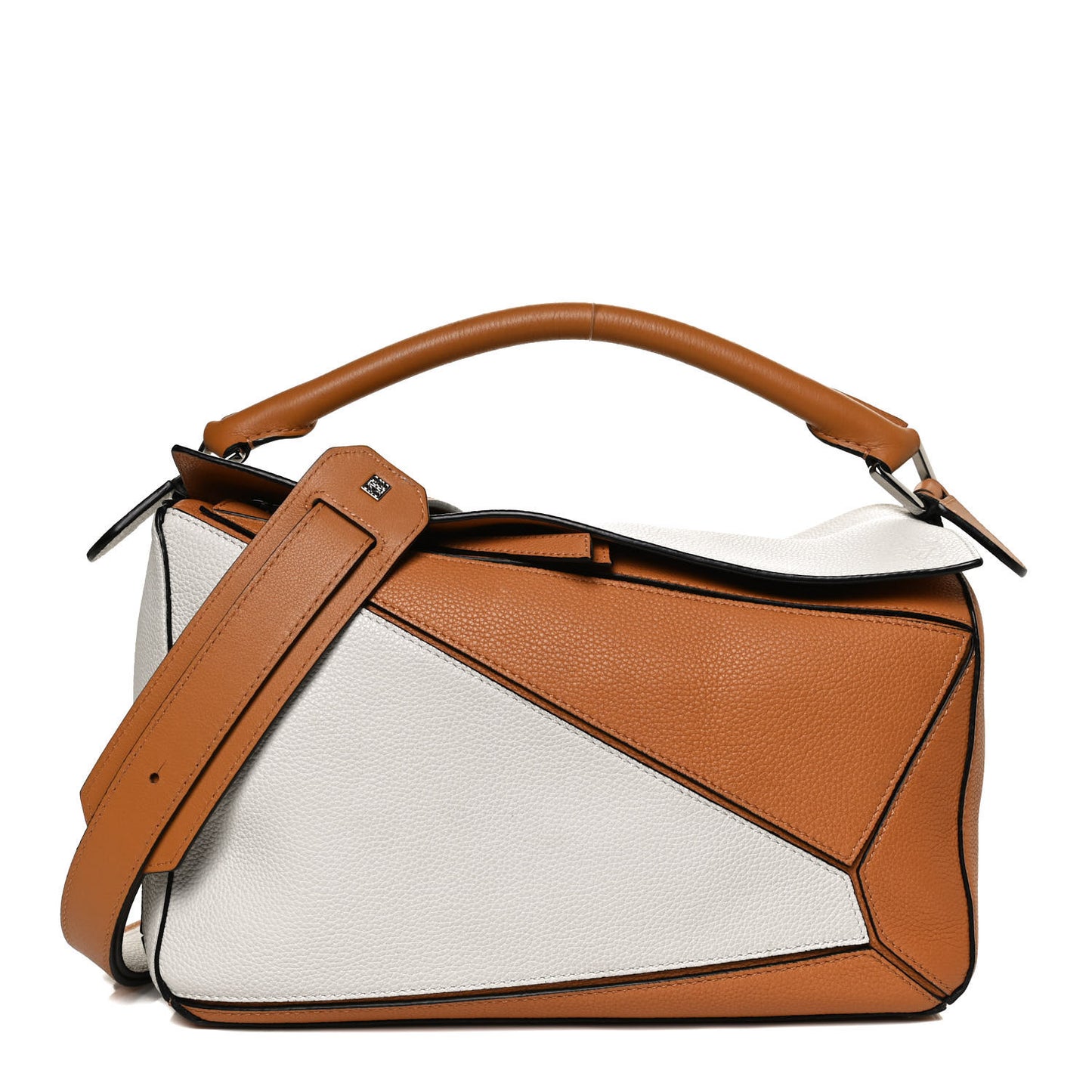 Calfskin Medium Puzzle Bag Tan Soft White