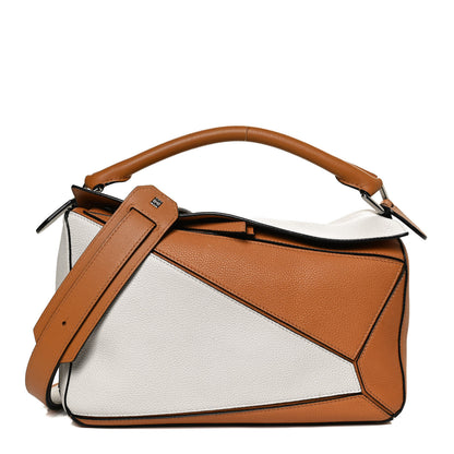 Loewe Calfskin Medium Puzzle Bag Tan Soft White 1 of 15