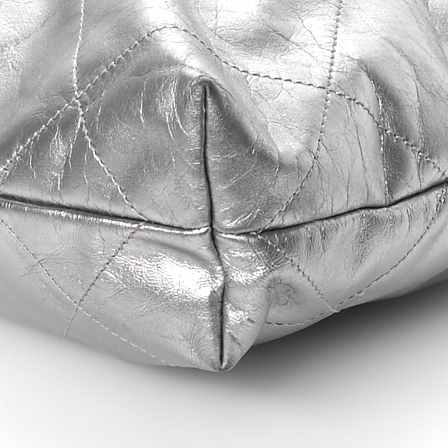 Metallic Calfskin Quilted Small Chanel 22 Silver