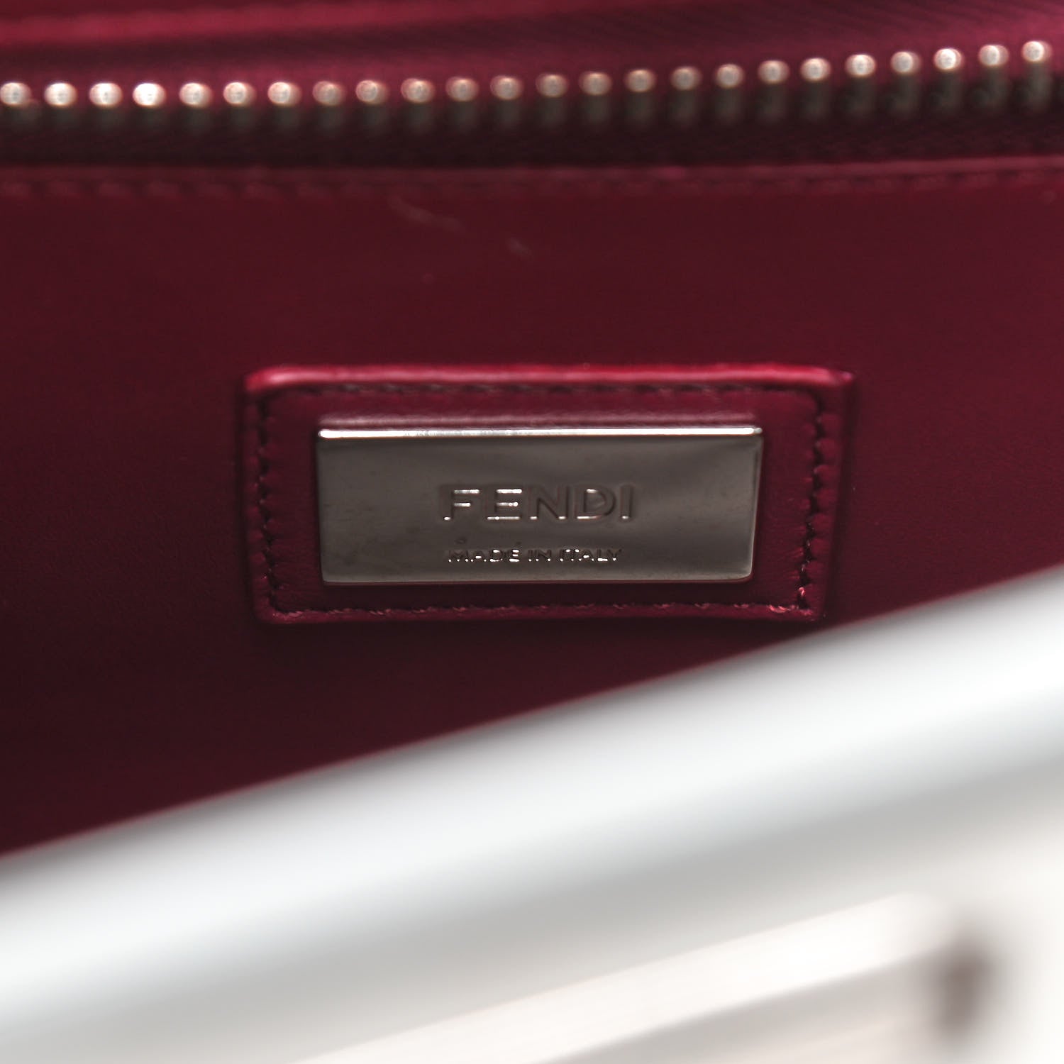 Fendi Vitello Seta Shiny Nappa Pearl Scalloped Studded Floral Embroidered Medium Peekaboo Iconic Satchel Grigio Perla Multicolor 8 of 11