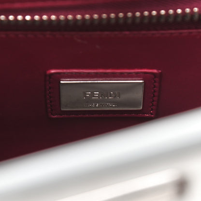 Fendi Vitello Seta Shiny Nappa Pearl Scalloped Studded Floral Embroidered Medium Peekaboo Iconic Satchel Grigio Perla Multicolor 8 of 11